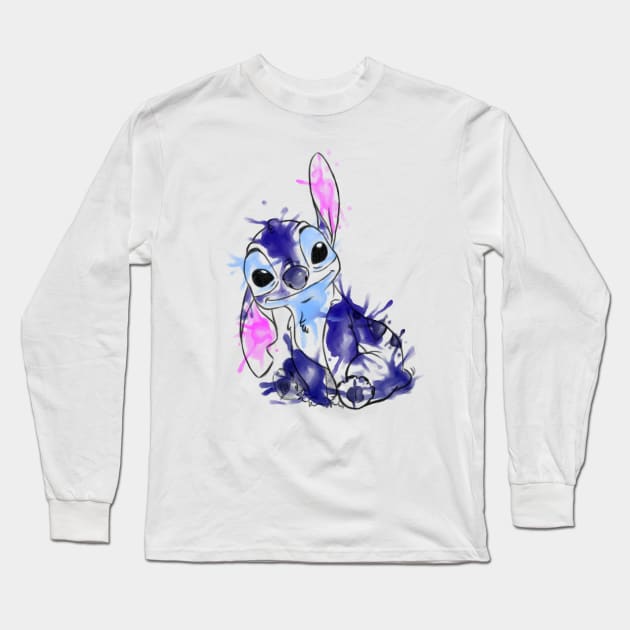 Stitch watercolour Long Sleeve T-Shirt by clara_whyte